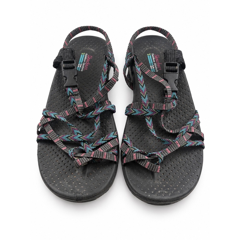Skechers Outdoor Lifestyle Black Multi Strappy Hiking Sandals Women's Size 9